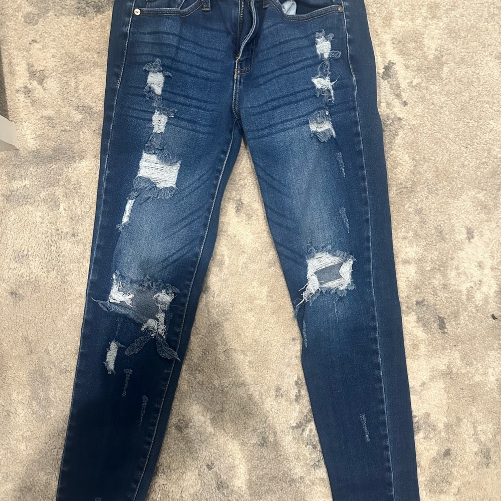 KanCan Distressed Dark Blue Skinny Jeans